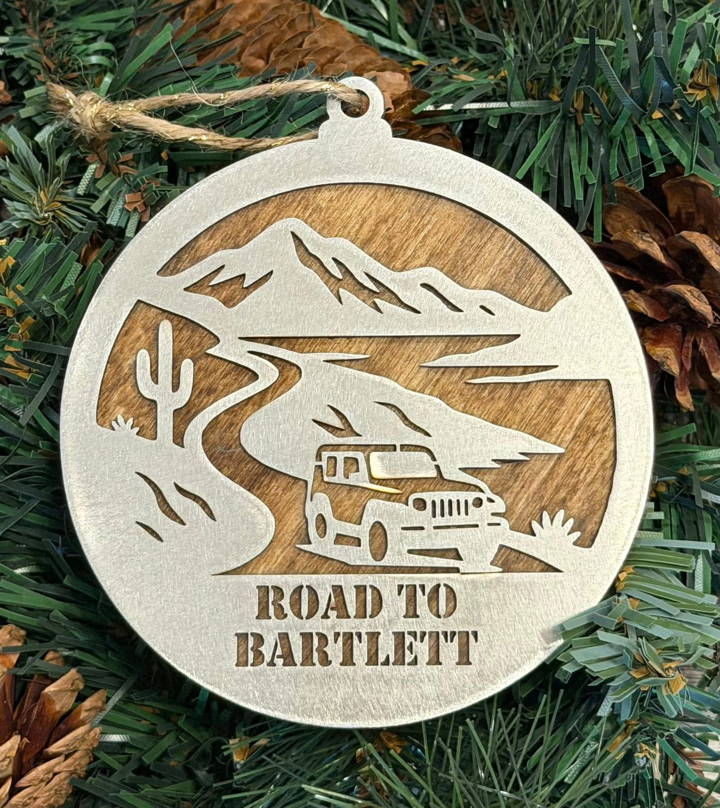 Lake Ornament Collection – Metal Wood Arizona Décor – Pontoon Boat, Road to Bartlett, or Santa Float – Lake Gift Set — Valley Creations