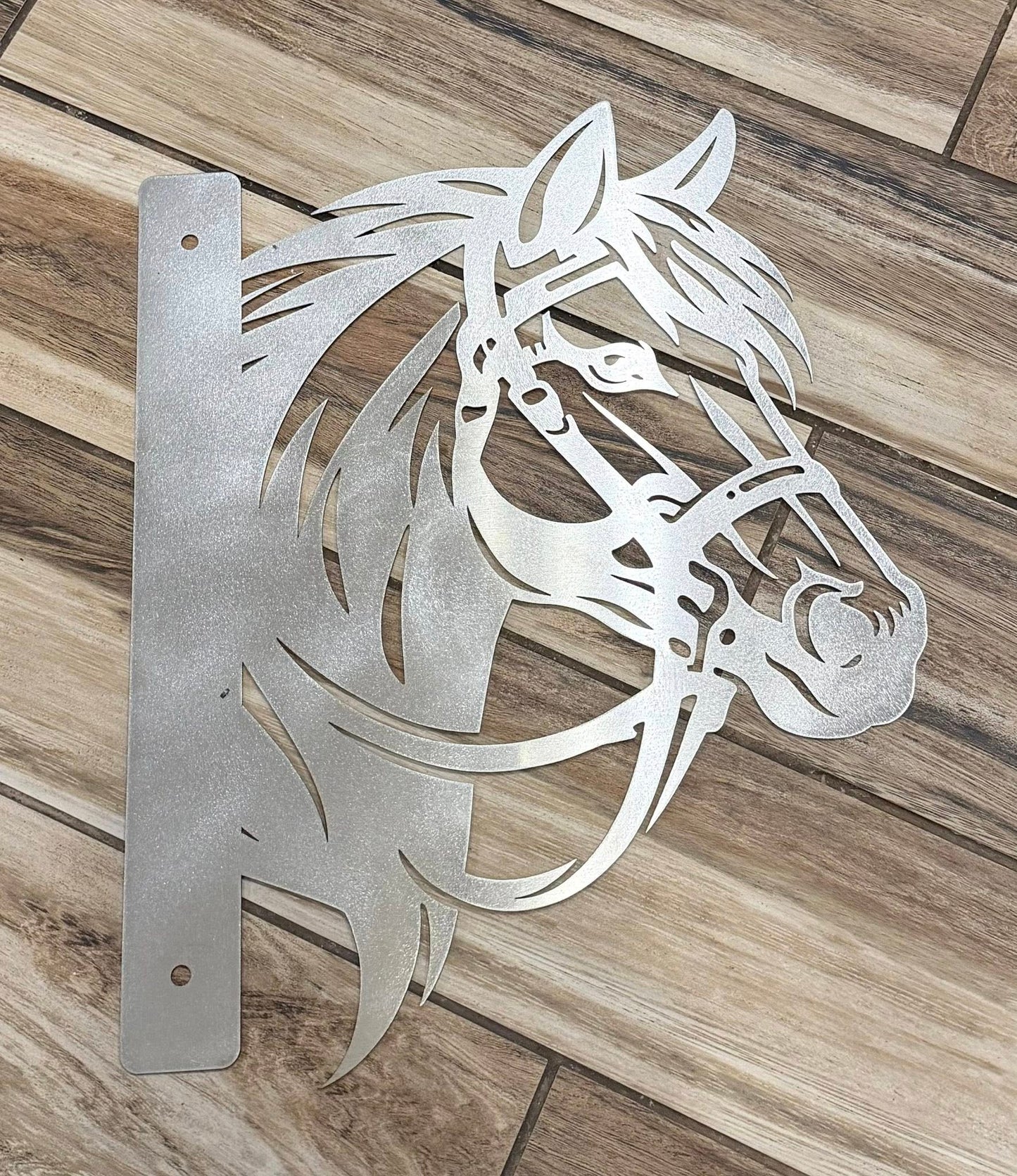 Stainless Steel Horse Head Metal Wall Sign 9in x 7in — Valley Creations