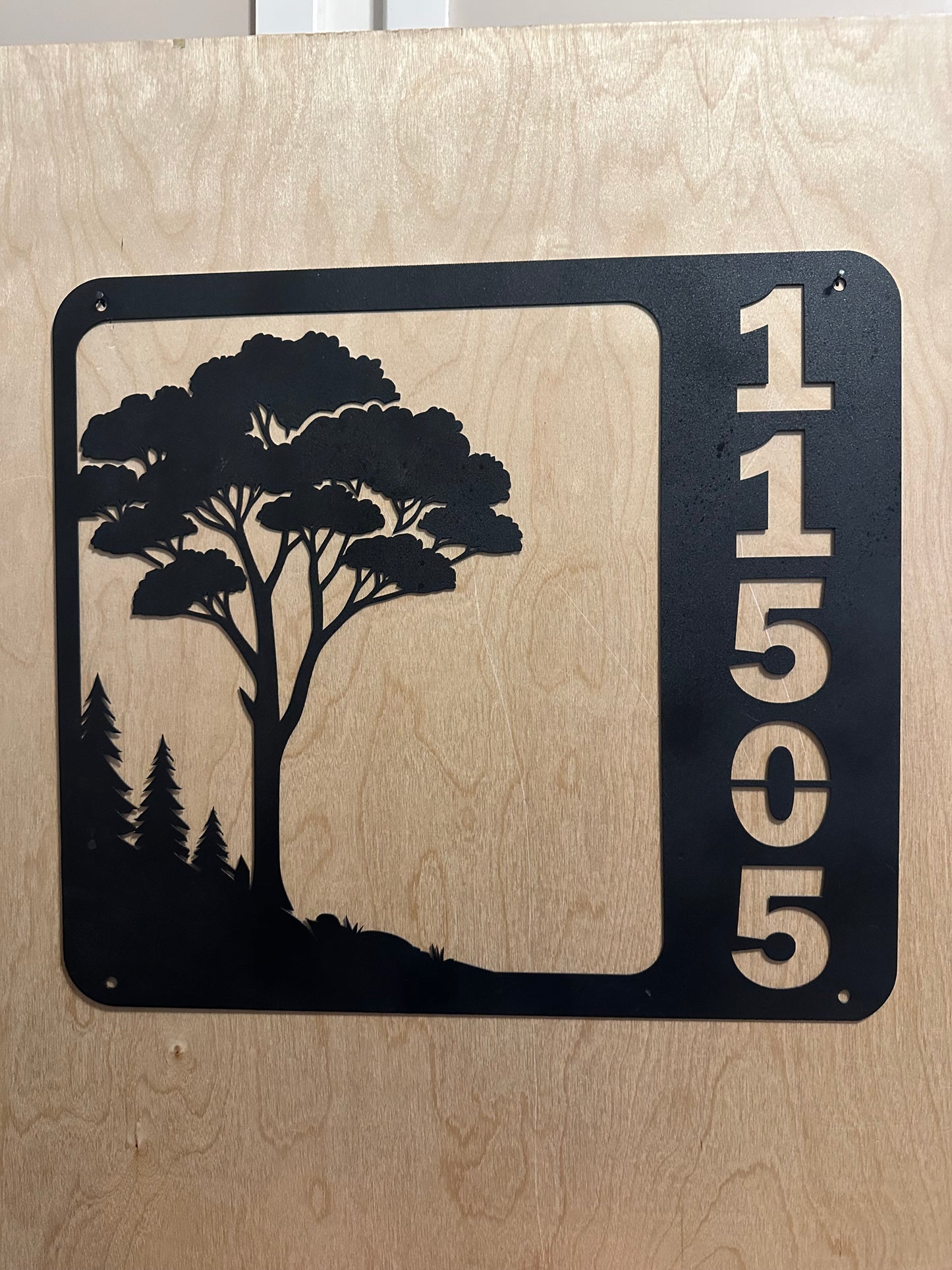 Custom Tree Address Metal Sign – 15" × 13" - Free Shipping