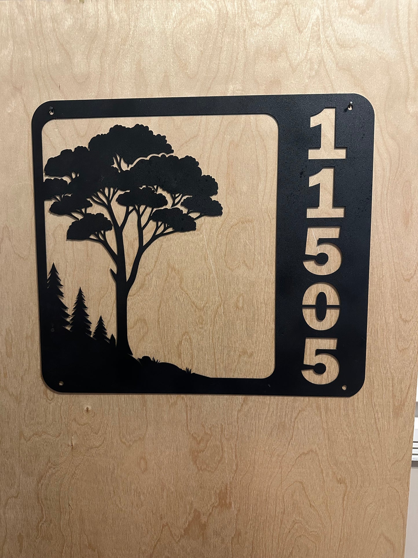 Custom Tree Address Metal Sign – 15" × 13" - Free Shipping