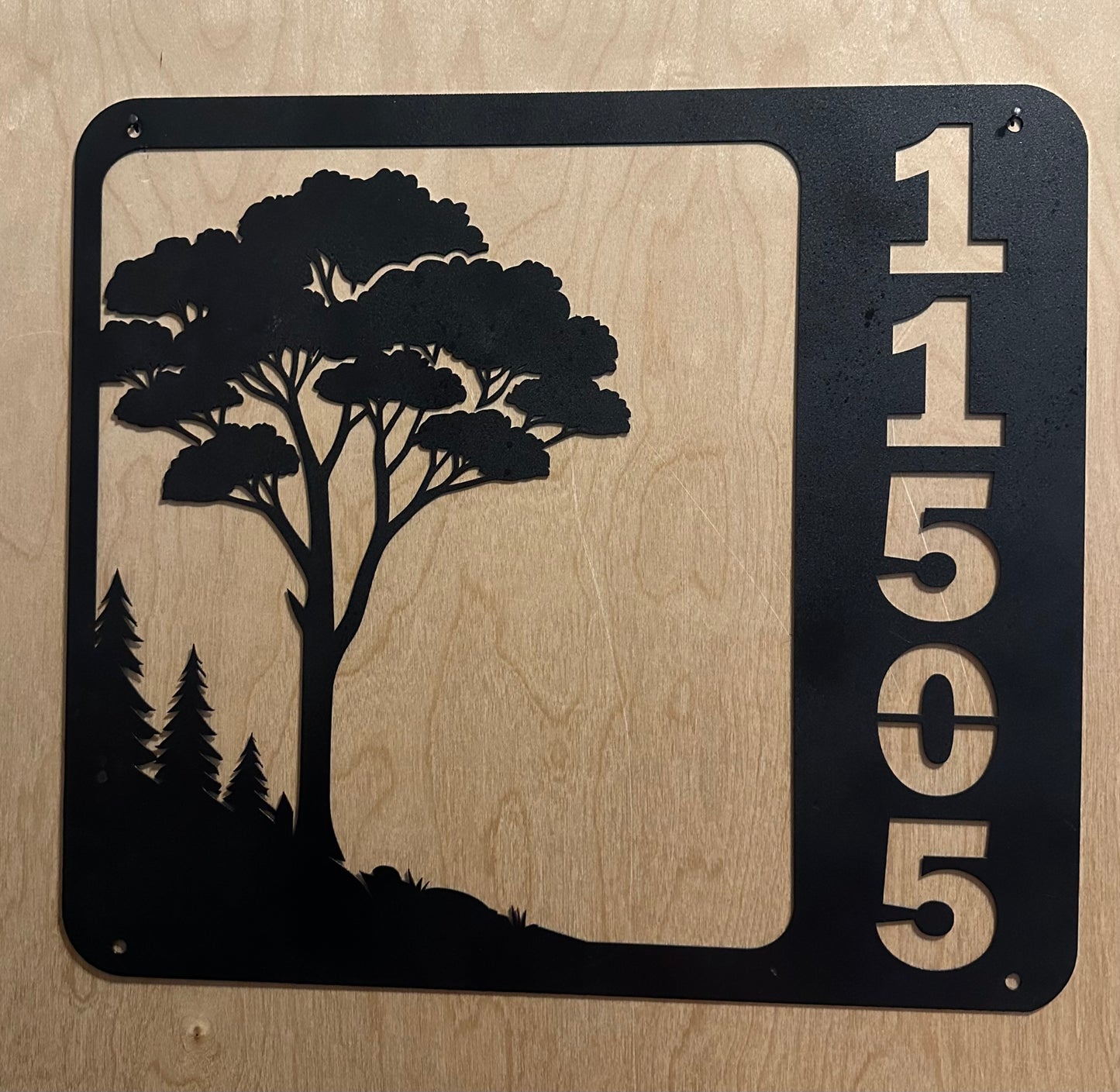 Custom Tree Address Metal Sign – 15" × 13" - Free Shipping