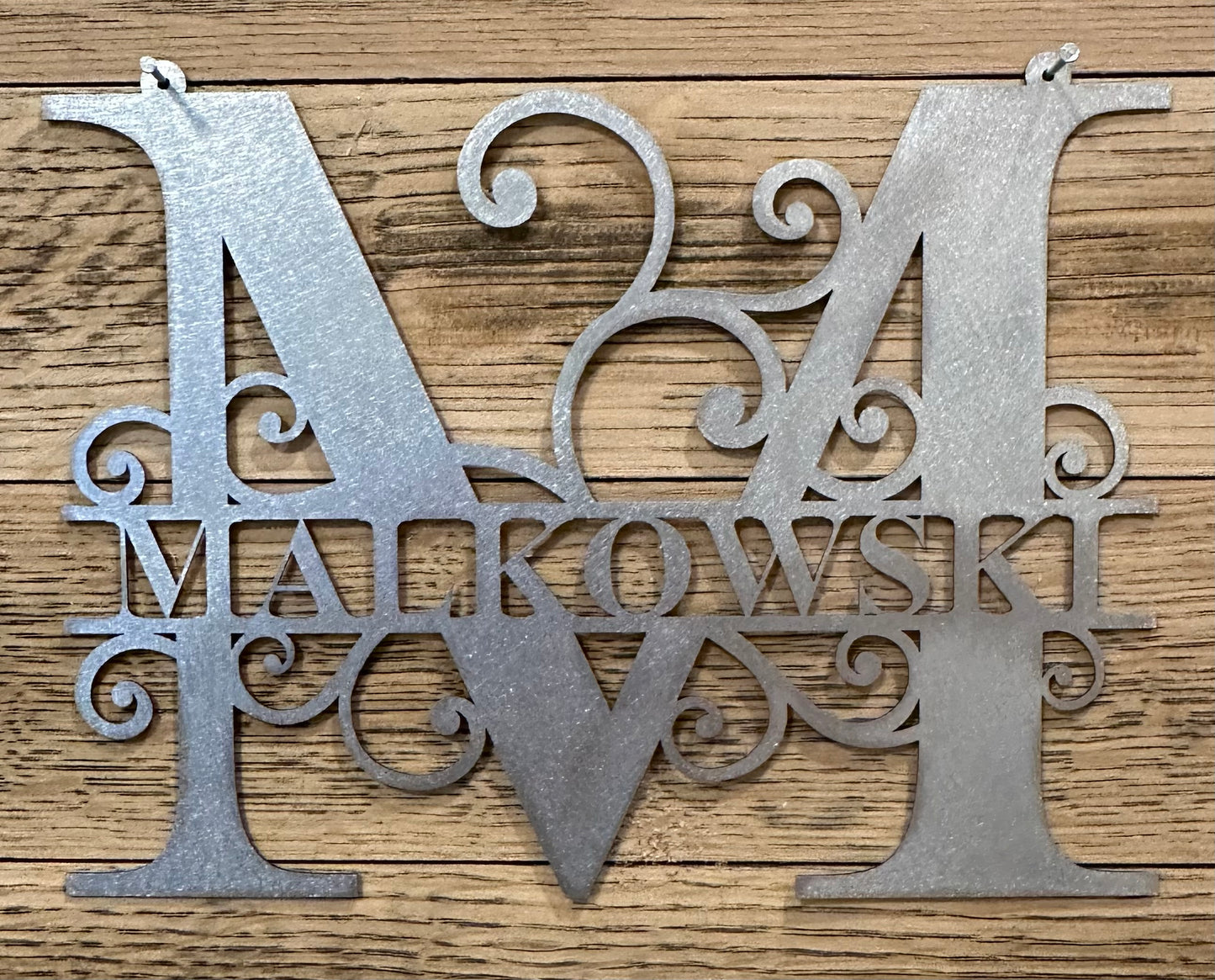 Personalized Split Monogram Metal Sign – Fancy Letter with Last Name - Free Shipping