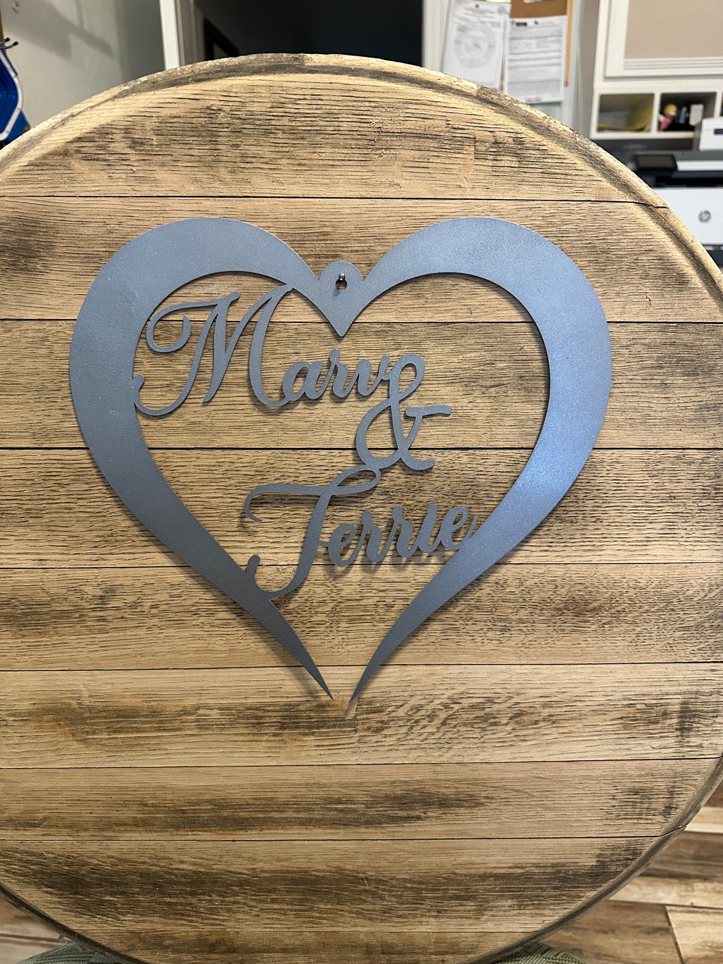 Personalized Heart Metal Sign – 12" Custom Names Design - Free Shipping