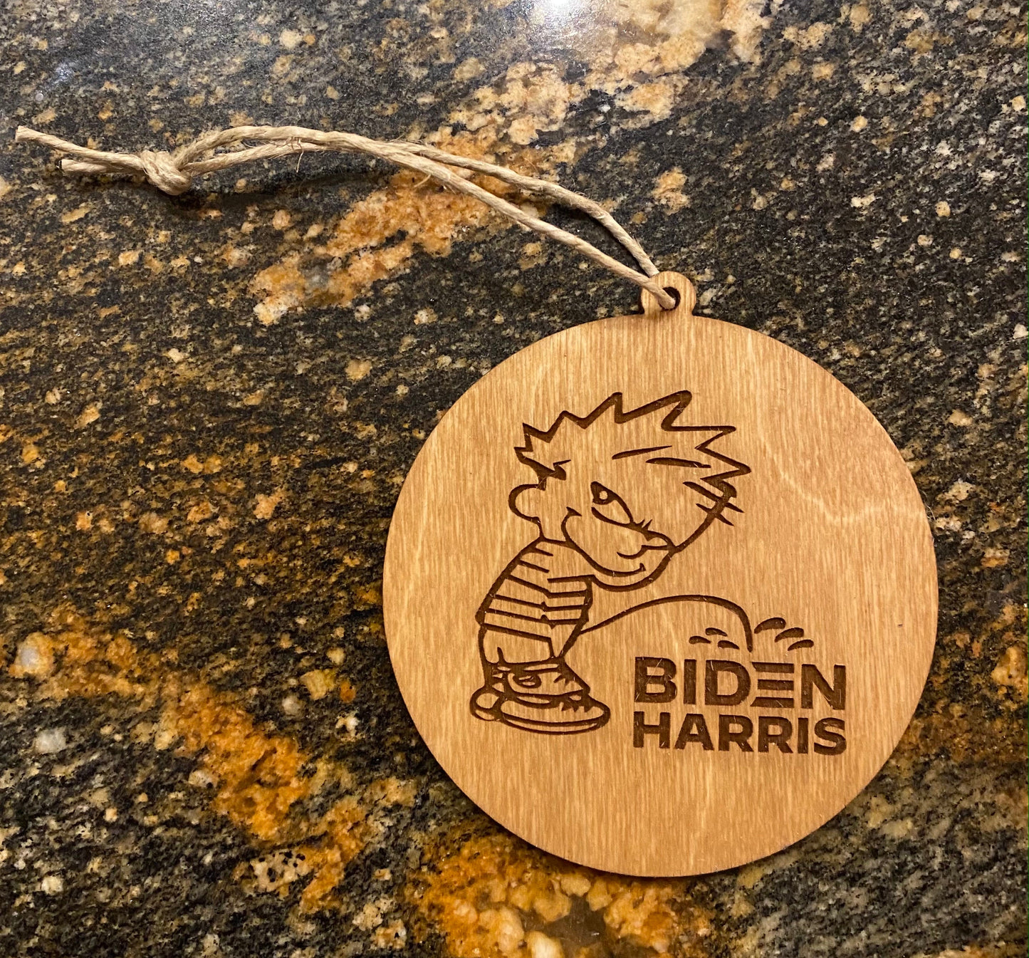 Funny Calvin and Hobbes Pissing | Biden Harris Ornament | President Elect