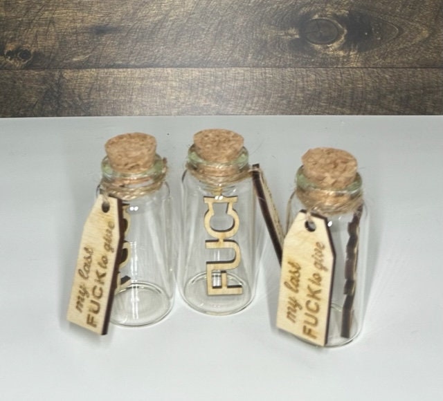 Laser-Cut 'Fuck' Word Inside Clear Glass 5ml Bottle - Free Shipping