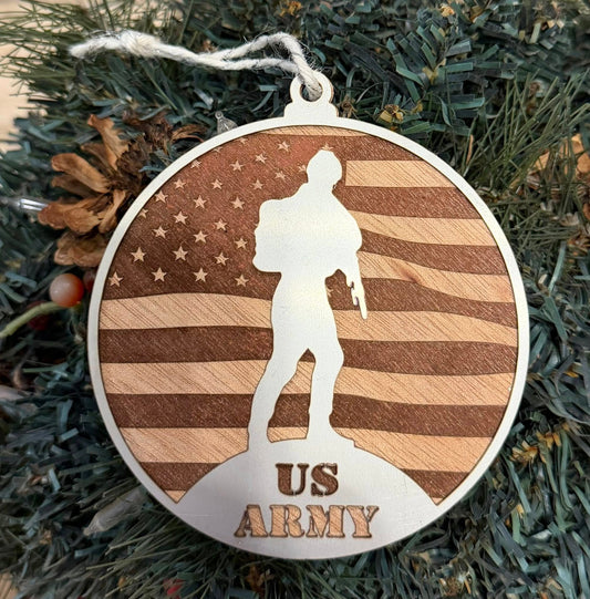 US Army Soldier American Flag Ornament — Valley Creations