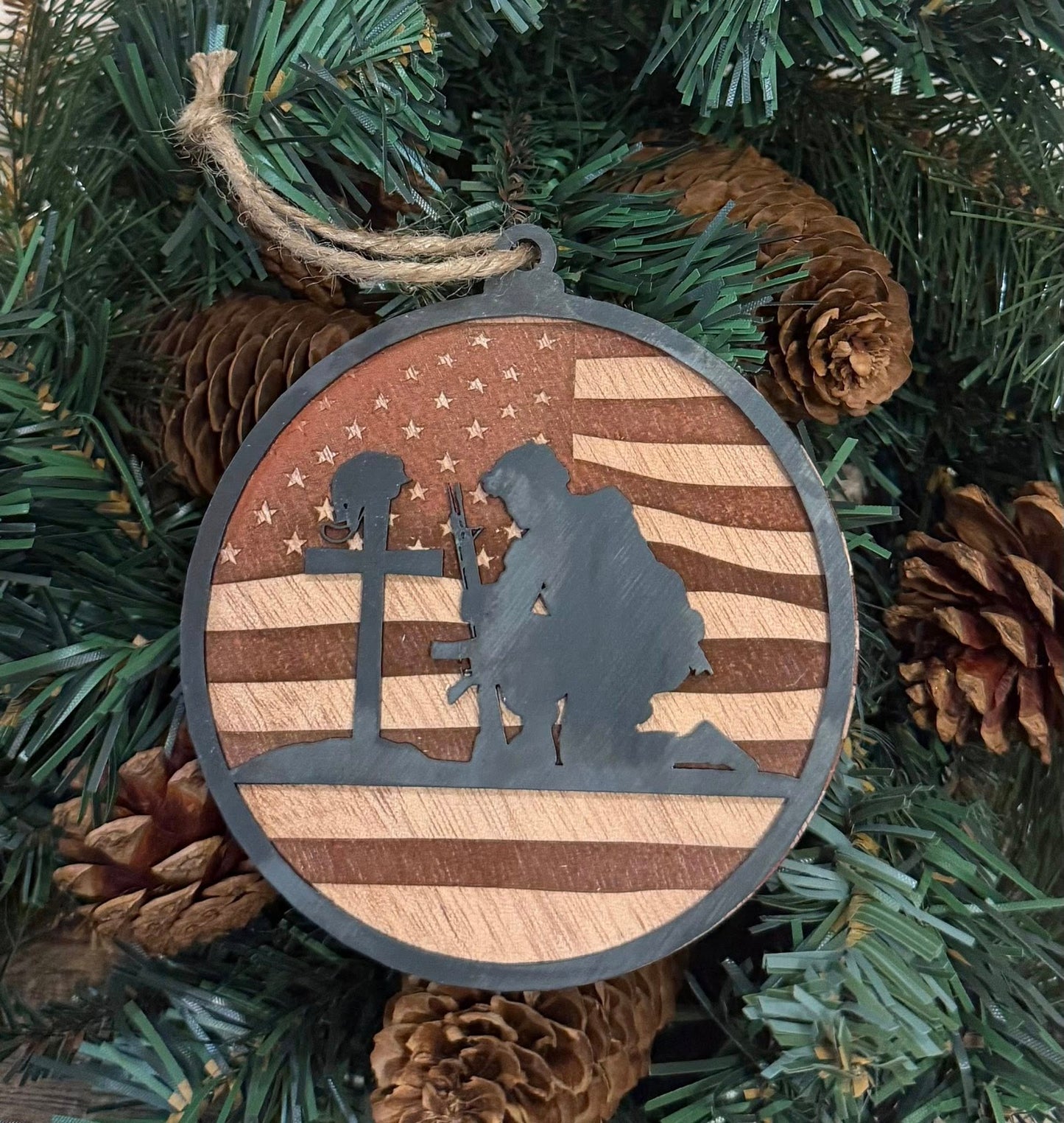 Fallen Hero American Flag Soldier Memorial Ornament — Valley Creations