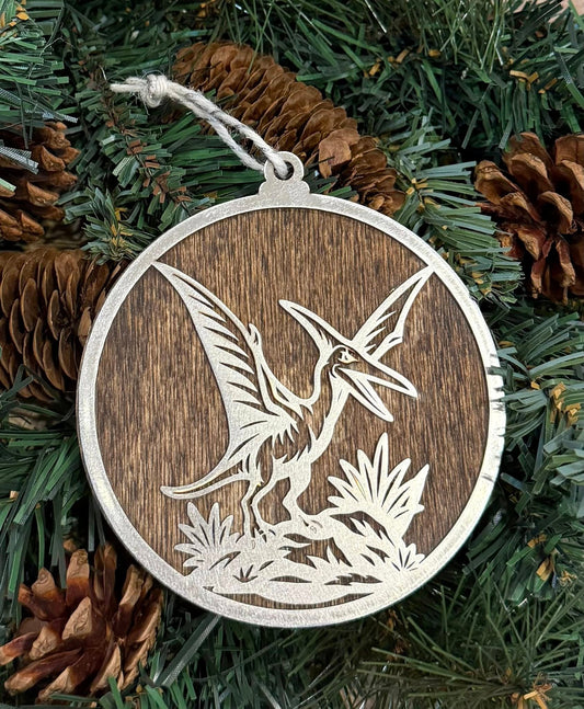 Pterodactyl Stainless Steel and Wood Ornament — Valley Creations