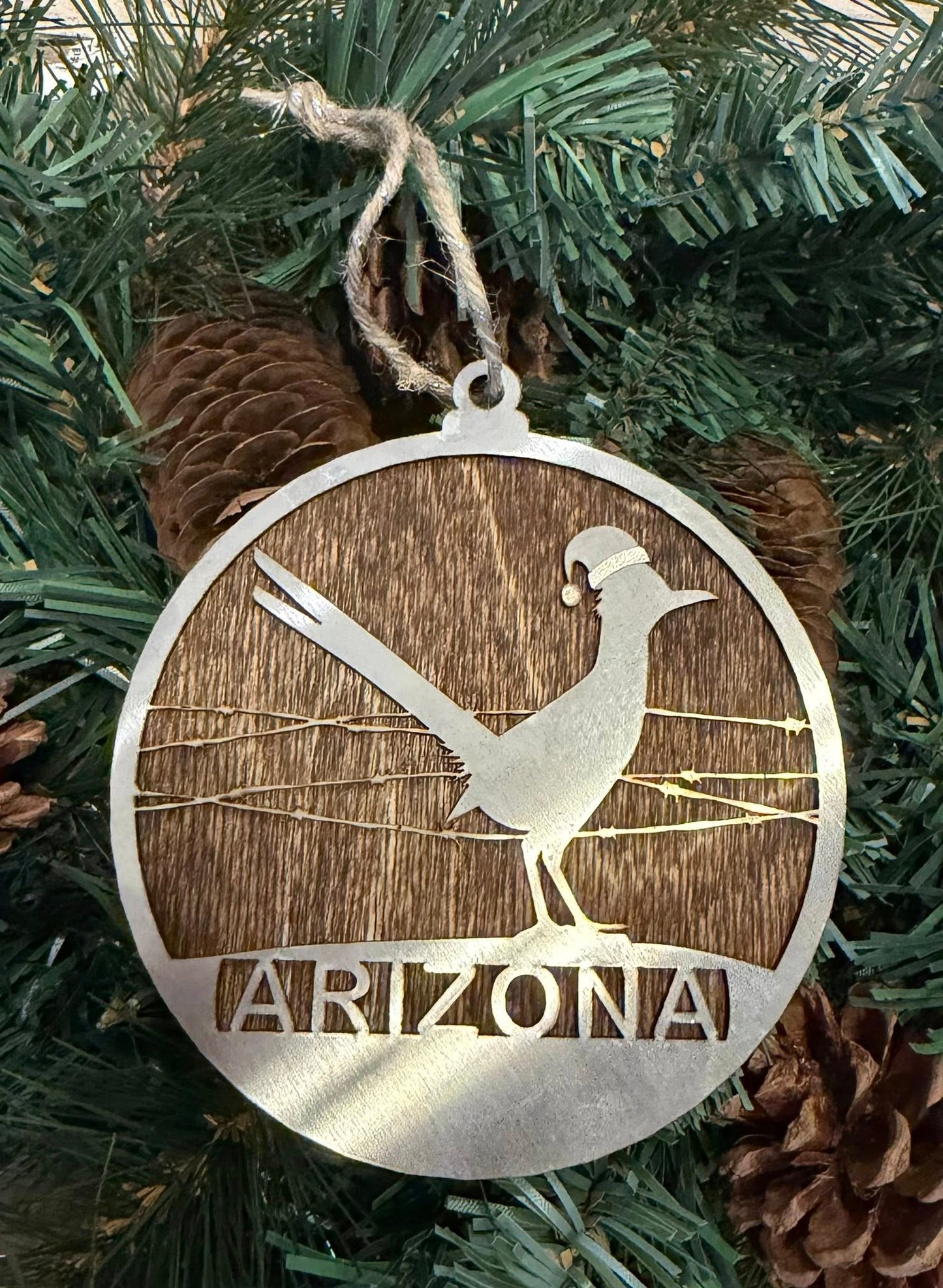 Arizona Road Runner Ornament with Santa Hat — Valley Creations