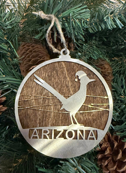 Arizona Road Runner Ornament with Santa Hat — Valley Creations