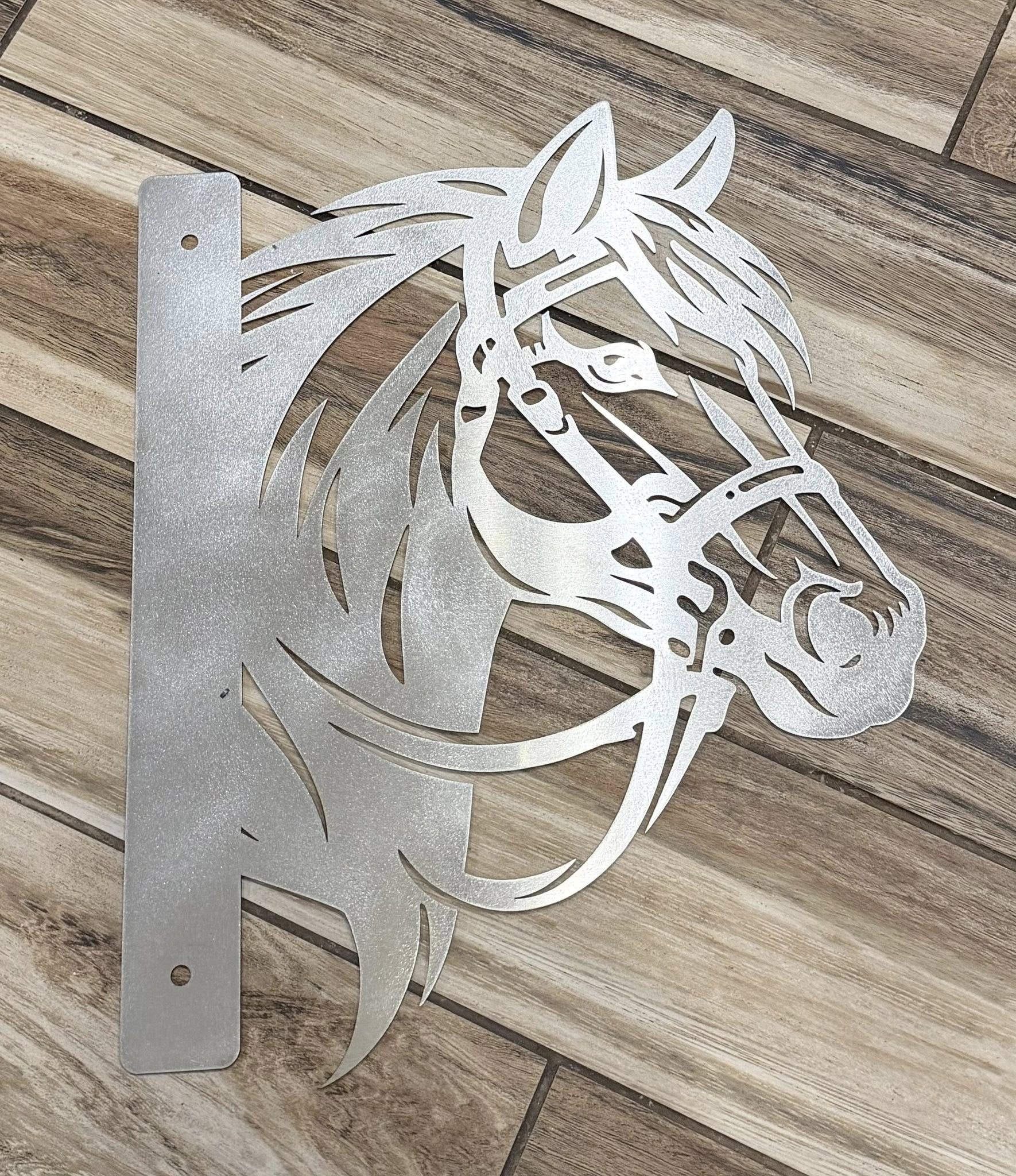 Stainless Steel Horse Head Metal Wall Sign 9in x 7in — Valley Creations