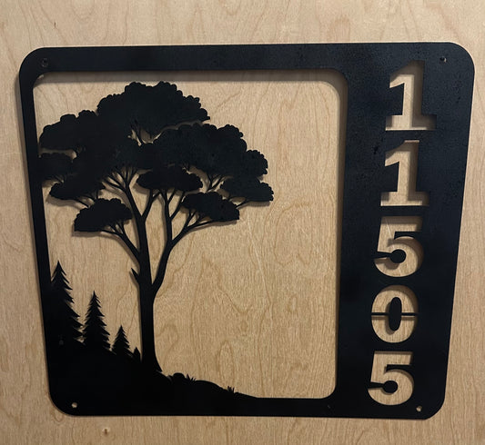Custom Tree Address Metal Sign – 15" × 13" - Free Shipping