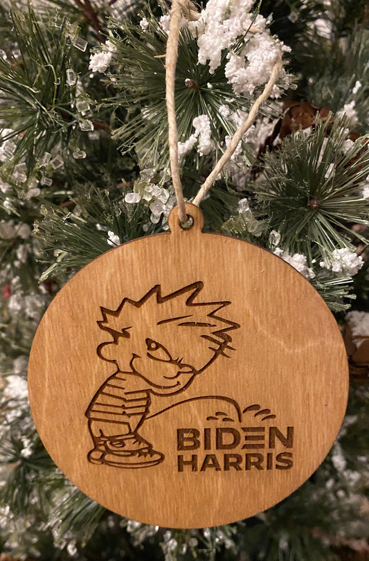 Funny Calvin and Hobbes Pissing | Biden Harris Ornament | President Elect