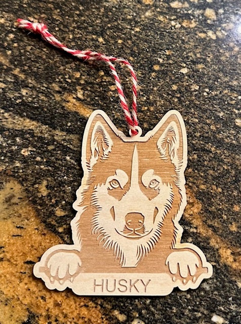 Husky with  Paws | Wood | Personalized