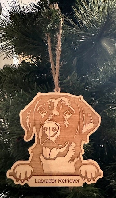 Labrador Retriever with Paws Holiday Ornament | Wood | Personalized | Free shipping |