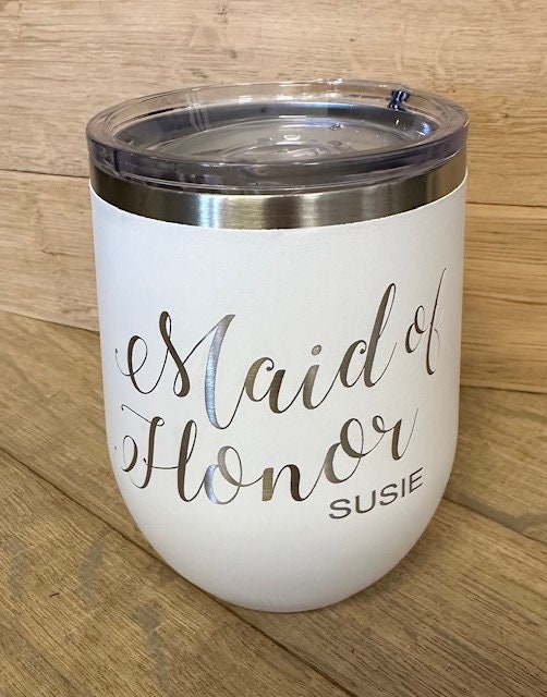 Bridal Wedding Wine Tumbler - Laser Engraved - Personalized